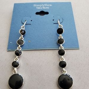 Vera Wang  Silver and Onyx Earrings